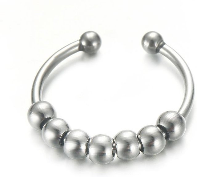 Drehbare Perlen Angstringe Edelstahl, Silber, Unisex - Bild 1