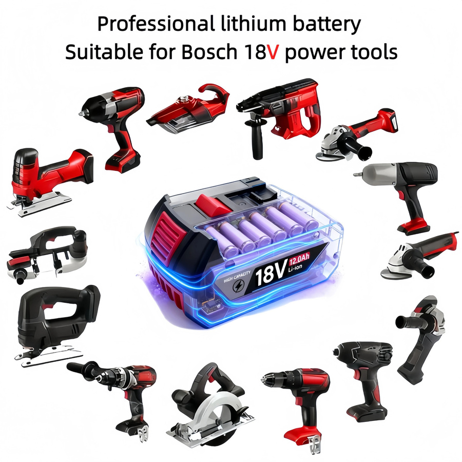 Ersatzakku 18V 12000mAh für Bosch Akku-Werkzeug BAT609 BAT618 GBA18V80 in Schwarz mit 18650 Elektrozellen - Bild 2