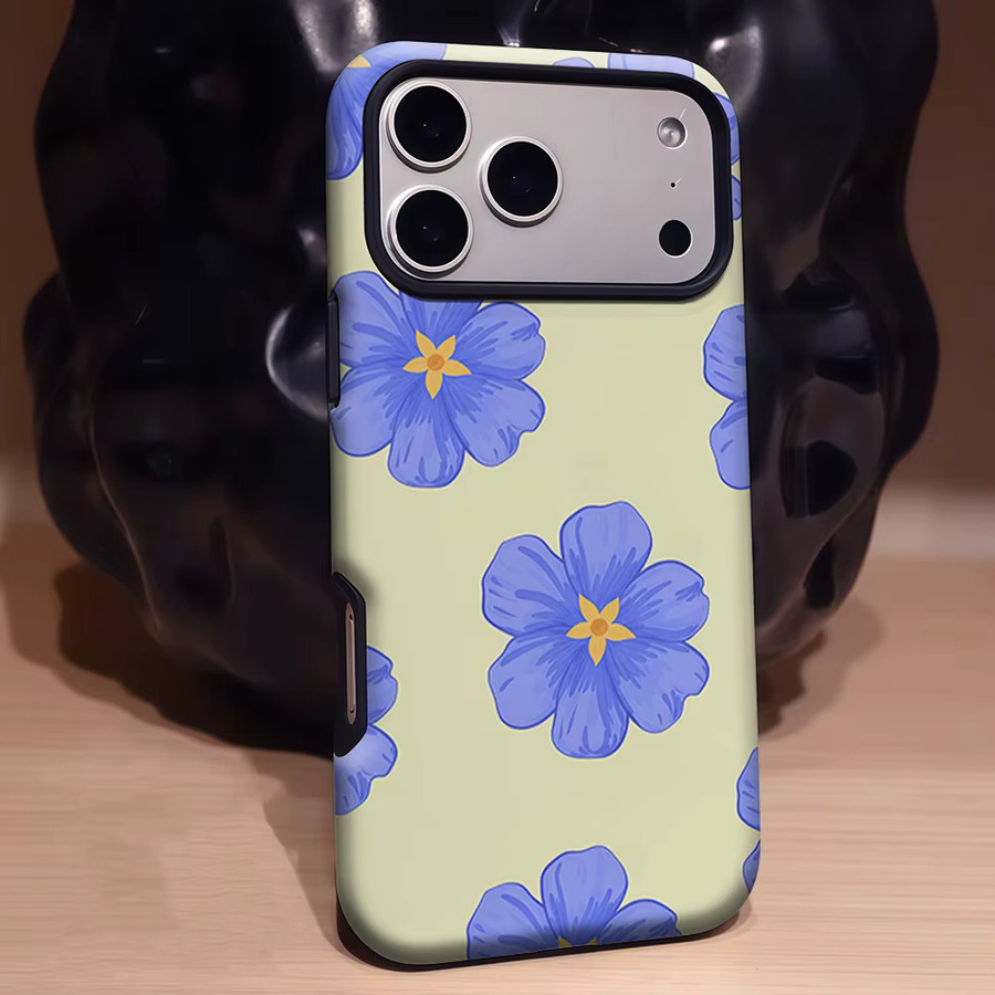 Aegis Schutzhülle mit Magnetfunktion für iPhone 17 16 15 14 Plus 13 Pro Max aus hartem PC mit blauem Stiefmütterchen-Druck - Bild 2