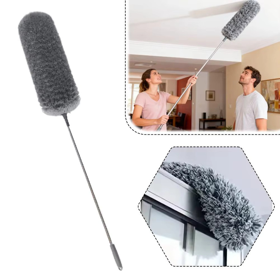 Flexibler Mikrofaser Staubwedel mit Teleskopstiel aus Edelstahl in Grau - Bild 4
