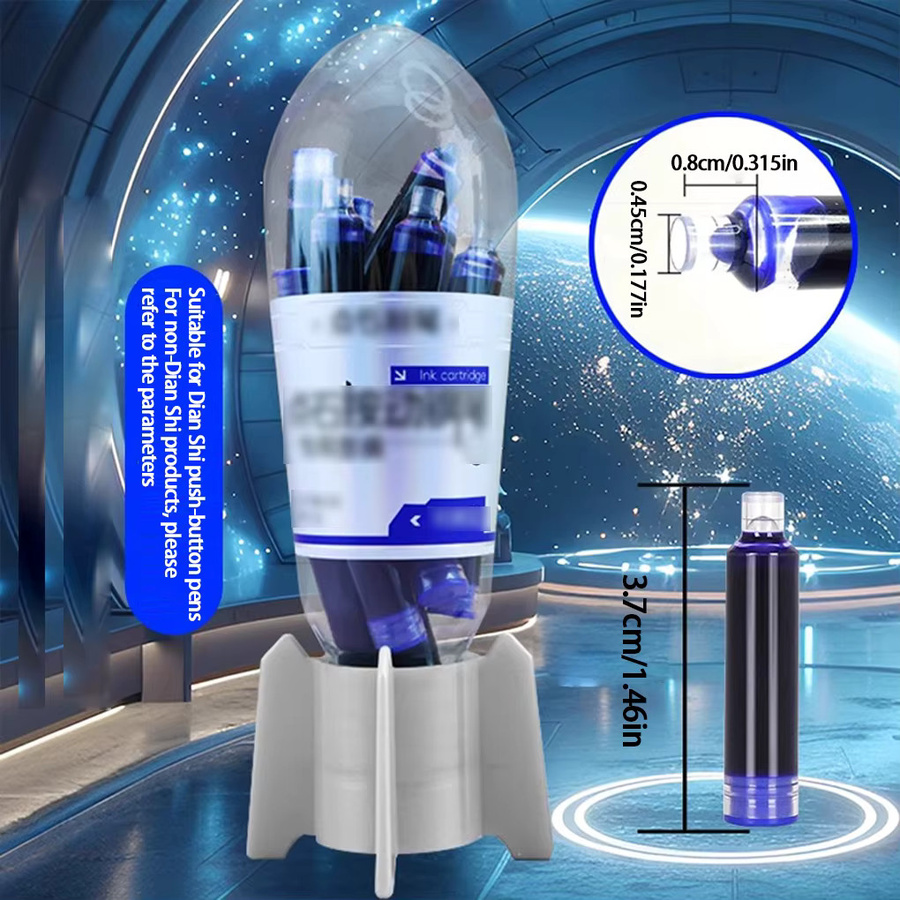 FangNymph Space-Time-Kapsel Tintenstift-Set mit 20 einziehbaren Rollerball-Stiften in Schwarz und Blau - Bild 4