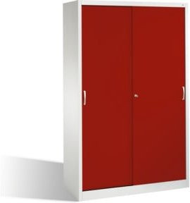 C+P Aktenschrank Acurado mit Schiebetüren, 5 Ordnerhöhen, Front Rubinrot, Korpus Lichtgrau, H x B x T: 195 x 120 x 50 cm - Bild 1