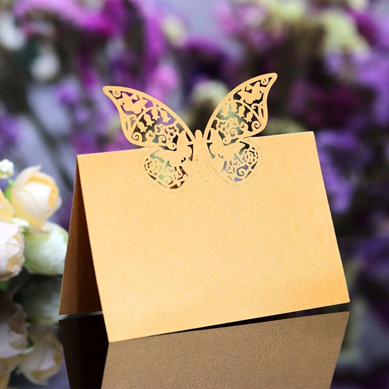 25 Stück SZ-Damai 3D-Visitenkarten mit Schmetterlingen in Gold, lasergeschnittenes Design als stehende Tischkarten und Tischdekoration aus Papier - Bild 4