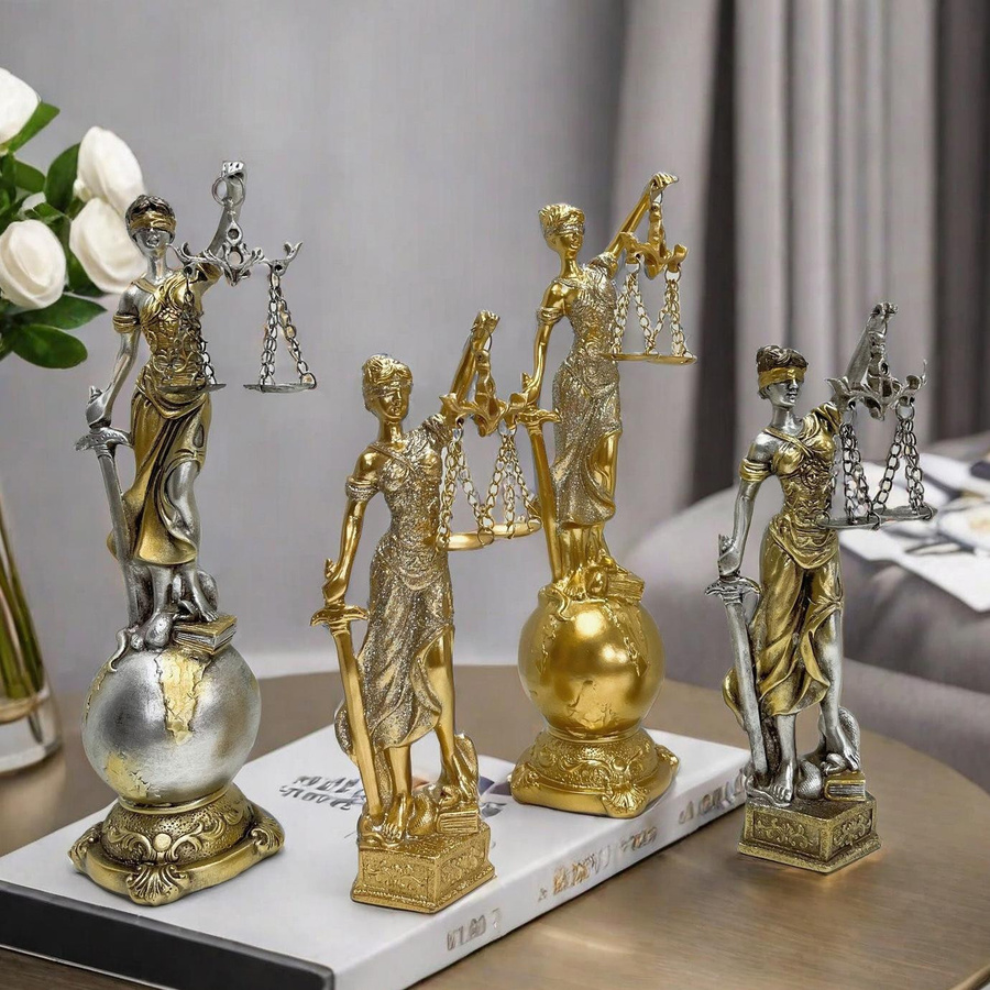 Yiran Furniture Moderne Göttin des Reichtums Statue aus Harz in Gold oder Silber als Tischdeko und Geschenk - Bild 3