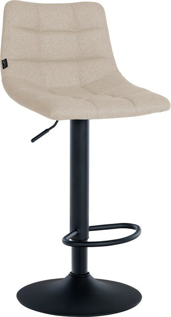 CLP Barhocker Jerry aus Stoff in Beige, höhenverstellbarer Barstuhl mit Rückenlehne und 360 Grad Drehsitz - Bild 1