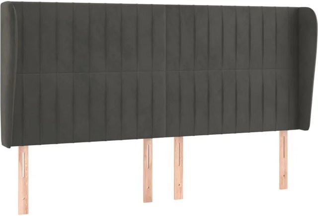 vidaXL Kopfteil mit Ohren in Dunkelgrau aus Samt, B: 203 cm, T: 23 cm, H: 118/128 cm - Bild 1