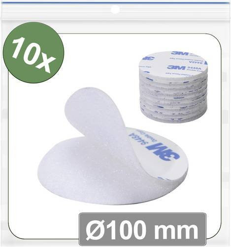 Quadrios 25CA682 Klettpunkte zum Aufkleben, Haft- und Flauschteil, Farbe: Weiß, Durchmesser: 10 cm, 10 Stück - Bild 1
