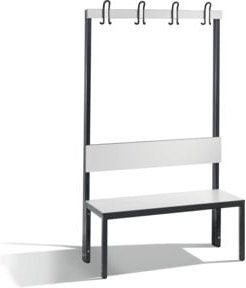 C+P Garderobenbank Basic Plus mit Rückenlehne, Gestell Schwarzgrau und Dekor Weiß, H 165 cm x B 100 cm x T 40,7 cm - Bild 1