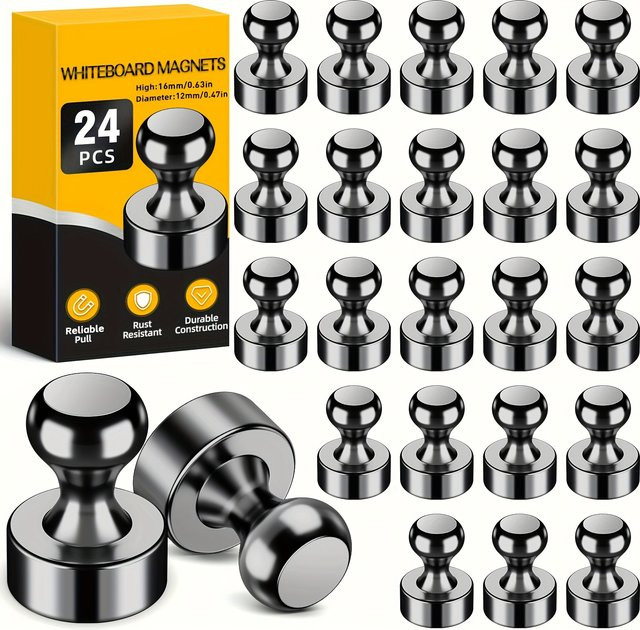 24 dekorative Magnet-Reißzwecken aus Metall für Whiteboard und Kühlschrank - Bild 1