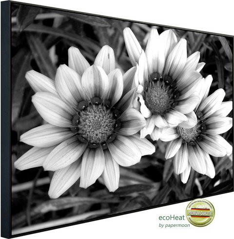 papermoon EcoHeat Infrarotheizung mit Blumen-Design in Schwarz und Weiss, Matt-Effekt, mit App-Steuerung und Überhitzungsschutz - Bild 1
