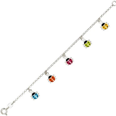 Colkid Kinderarmband 925 Silber, bunte Marienkäfer Anhänger, 16 cm - Bild 1
