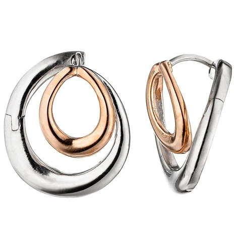 Colfem Creolen 925 Silber, bicolor vergoldet, Unisex - Bild 1