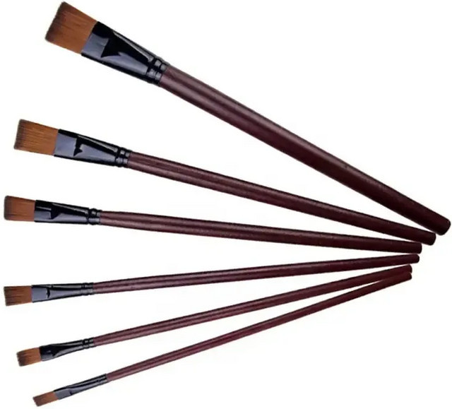 6-teiliges professionelles Nylon-Künstlerpinsel-Set in Braun für Acryl-, Öl- und Aquarellmalerei - Bild 1