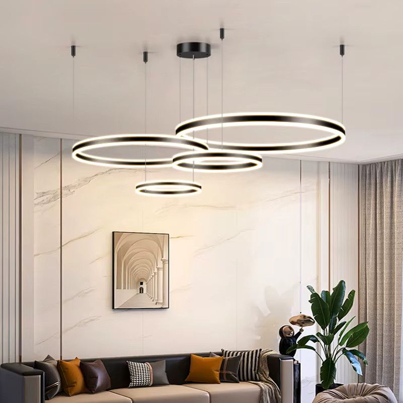 Gbbmade Pendelleuchte Kaffe Moderne Ringe Deckenleuchte für Esszimmer und Wohnzimmer - Bild 3