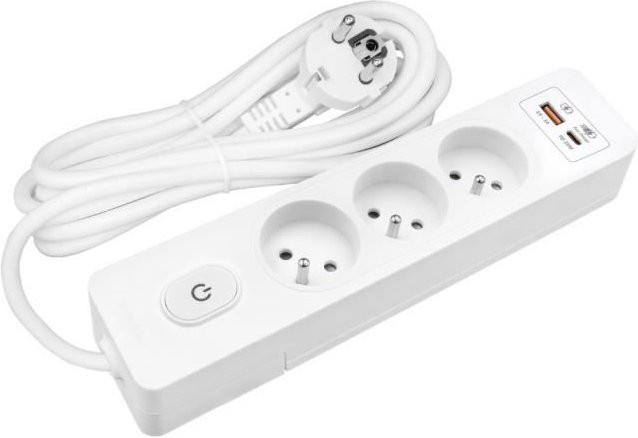 Steckdosenleiste SELDUR G3FH22B in Weiß mit 3 Schuko-Steckdosen, USB-A und USB-C Schnellladung 20W sowie 2m Kabel - Bild 1