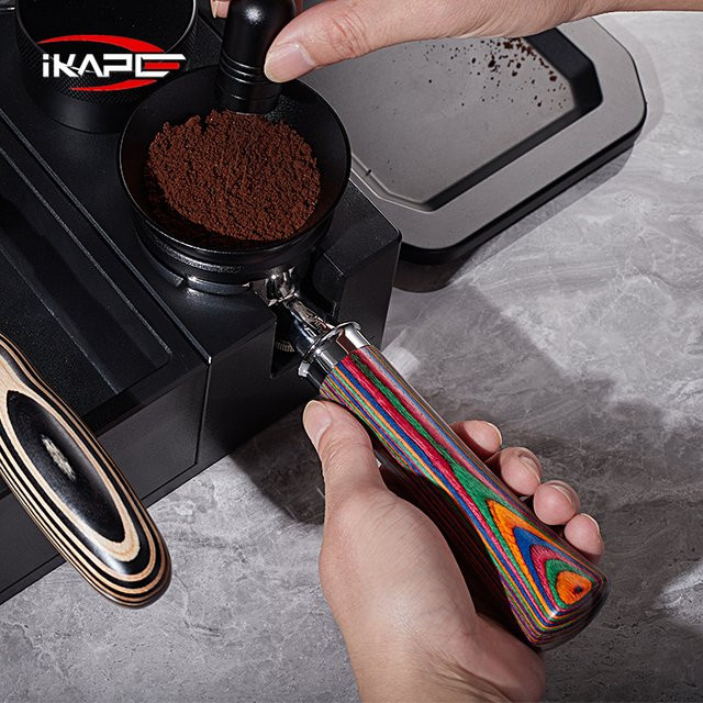 Ikape Bodenloser Siebträger mit farbigem Holzgriff für Delonghi, Barsetto, Flair 58 und weitere, Durchmesser: 51 mm, 54 mm oder 58 mm - Bild 1