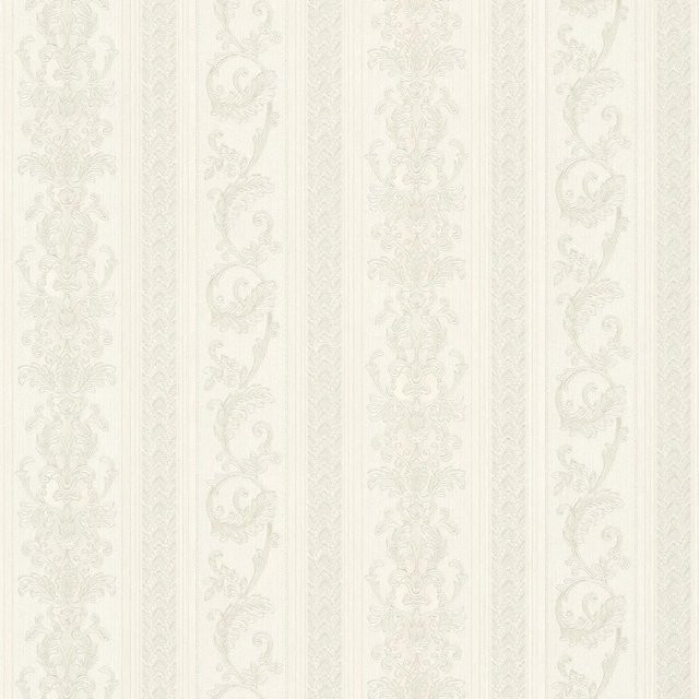 Profhome Barock Tapete Streifen Matt in Creme Grau Silber, Vlies-Tapete, Breite: 0,53 m, Höhe: 10,05 m - Bild 1