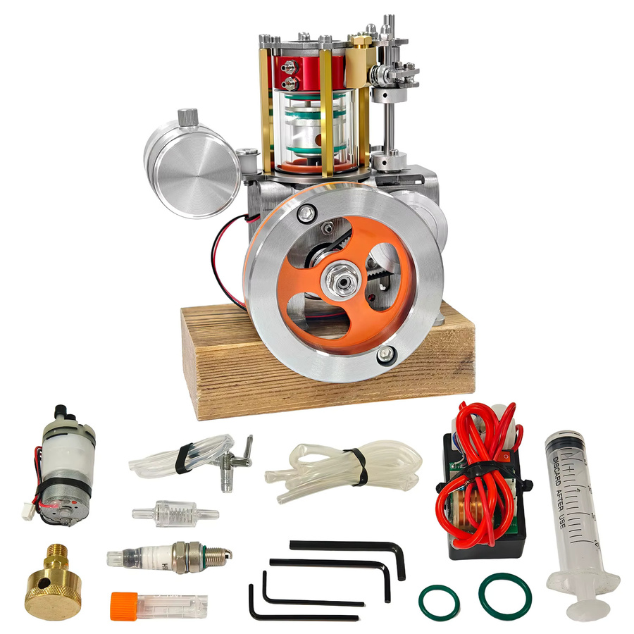 Goni Vertikales Motormodell, Transparenter Zylinder, Metall, Einzylinder Viertakt Wassergekühlter Wärmeableitungsmotor, Modellspielzeug - Bild 2