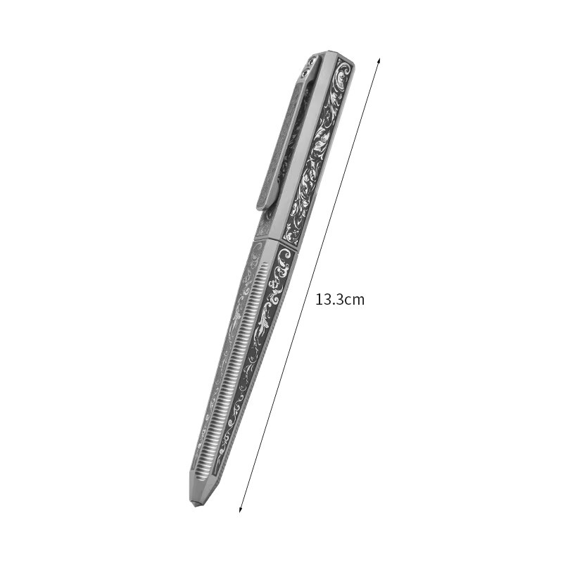 Multifunktionaler Titan Taktischer Stift in Grau als EDC Survival Schreibstift mit Fensterbrecher und Schlüsselanhänger - Bild 3