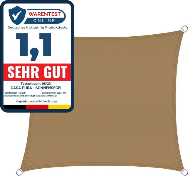 Karat Atmungsaktives Sonnensegel Quadratisch für Garten, Terrasse und Balkon, Sand, B/T: 3 x 3 m - Bild 1