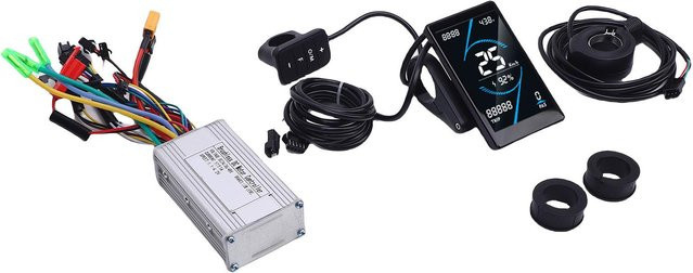 Igeteck Elektrofahrrad Controller Kit mit 17A Sinuswelle bürstenlosem Motor, T5S LCD Display Anzeige und 130X Daumengas in Schwarz - Bild 1