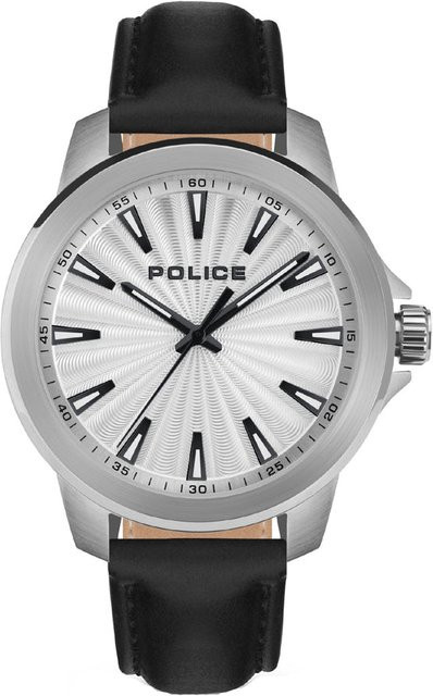 Police Herrenuhr, Analoguhr, Quarz, Edelstahl, 44 mm, Leder, Silber - Bild 1