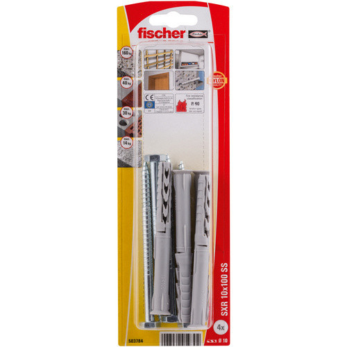 Fischer SXR Langschaftdübel mit Schrauben, Durchmesser: 10 mm, Länge: 100 mm, Farbe: Silber/Grau - Bild 2