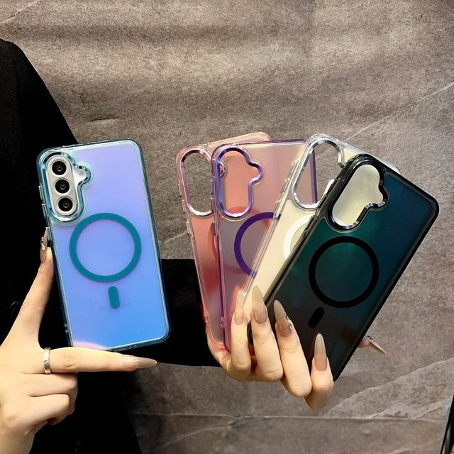 Magnetische Schutzhülle mit Farbverlauf für Samsung S25 S24 S23 FE Ultra in Multicolour und Purple - Bild 1