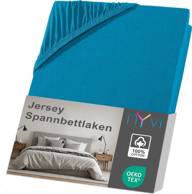 NYVI Jersey Spannbettlaken DreamScience aus Baumwolle, Farbe: petrol, für Matratzen bis 22 cm Höhe, bügelfrei, Größe: 180 x 200 cm bis 200 x 200 cm - Bild 1