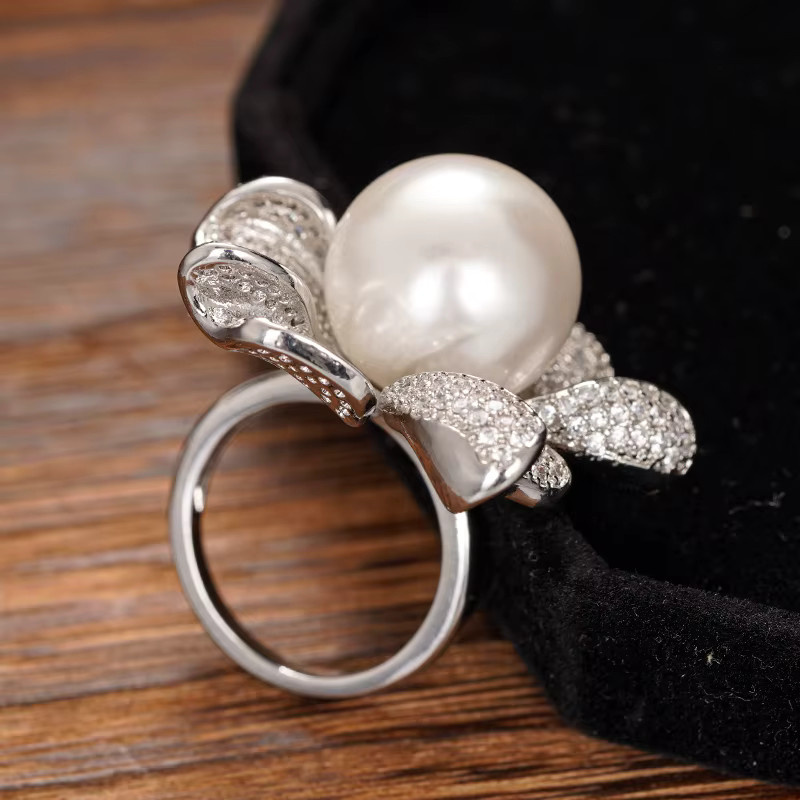 Huitan Damenring, Silber, Perle, Zirkonia - Bild 3