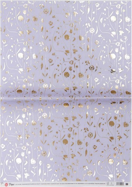 Rico Design Paper Poetry Paper Patch Pflanzen Papier in Flieder-Gold, B: 30 cm, H: 42 cm - Bild 1