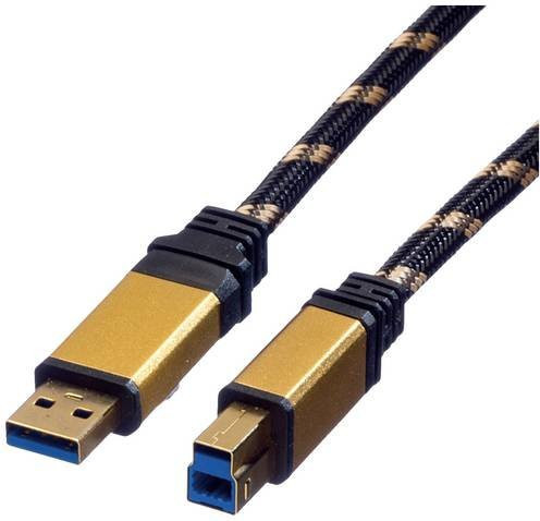 Roline USB 3.2 Gen1 Kabel mit USB-A und USB-B Stecker, Schwarz, 0,80 m - Bild 1