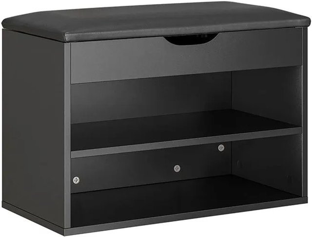 SoBuy Schuhbank FSR25-SCH mit Schuhregal und Sitzfläche in Schwarz, B/T/H: 60 x 43 x 30 cm - Bild 1