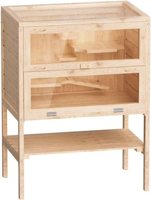 Wiltec Nagerkäfig aus Holz und Acryl in Braun, H x B x T: 80 x 60 x 40 cm - Bild 1
