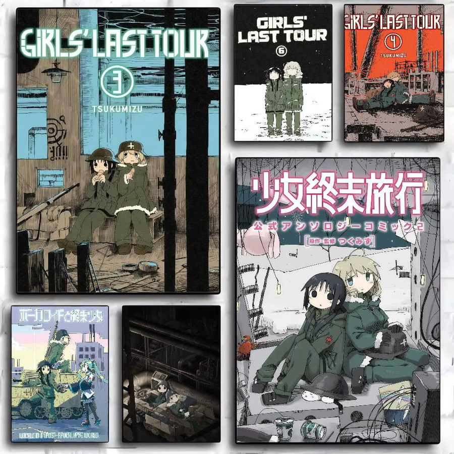Selbstklebendes Anime Kunstposter Girls Last Tour Illustration in Mehrfarbig auf Whitepaper - Bild 2
