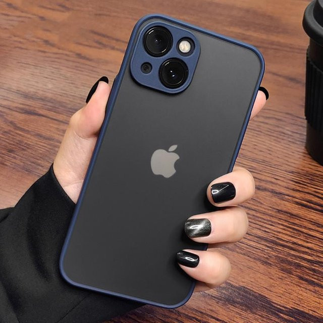 Stoßfeste Silikon-Handyhülle für Apple iPhone 11 12 13 Pro Max Mini X XR XS Max in Transparent Blau mit mattem Finish - Bild 1
