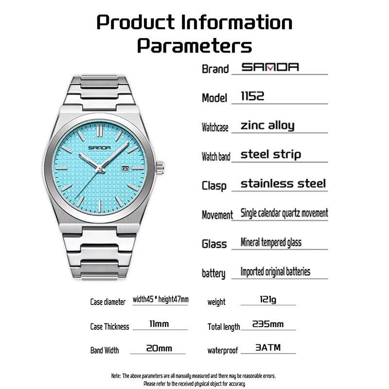 SANDA Armbanduhr Quarz, Edelstahl, Silber, Herren - Bild 2