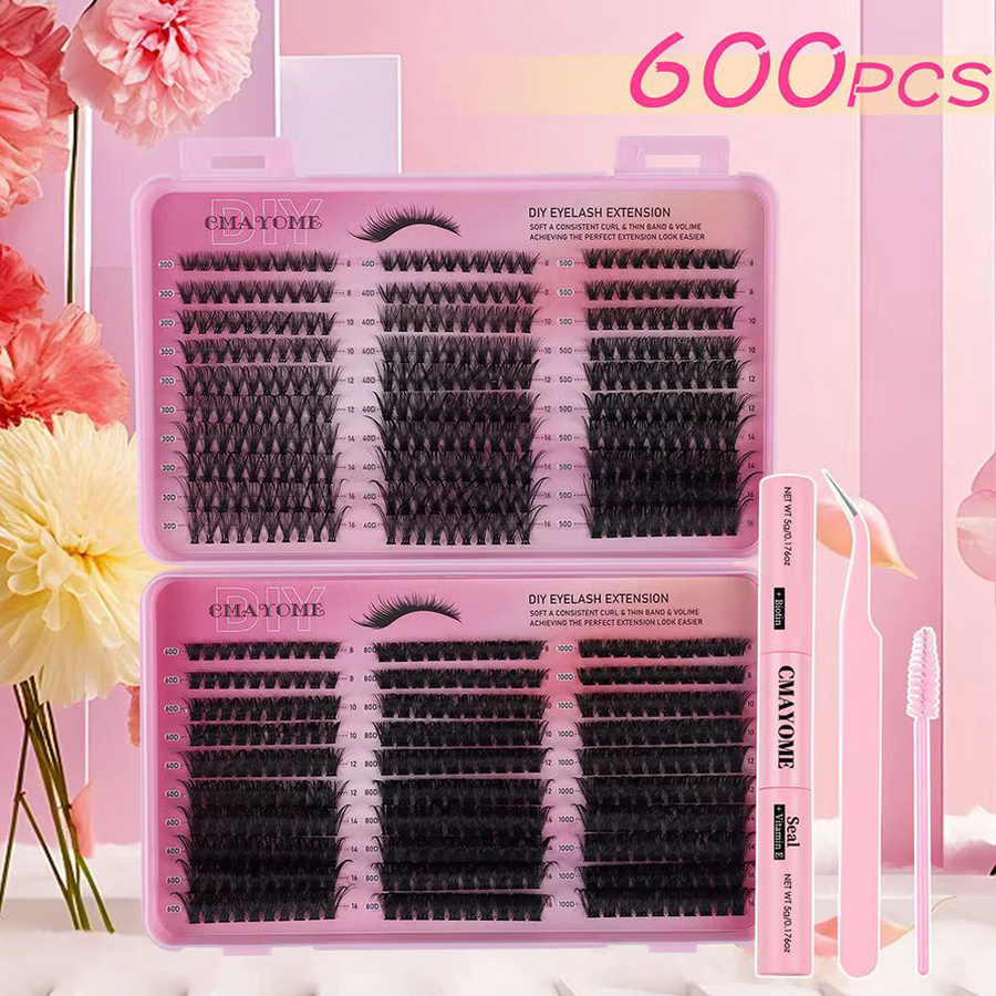 SADOER DIY-Cluster-Wimpern, 600 Stück, Black, 8–16 mm, Mischungslänge - Bild 3