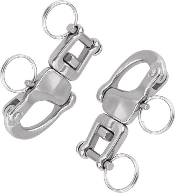 2 Stück Drehöhr-Schäkel von TOMTOP aus Edelstahl in Silber als Schnellverschluss für Bootsketten und Ösen - Bild 1