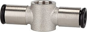 Riegler T-Ringstück für Hohlschraube G 1/8 und 6 mm Schlauch aus Messing in Silber - Bild 1