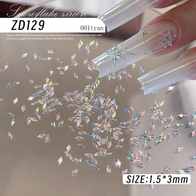 MAFANAILS Nagel Charms, 3D Mini Schneeflocken Diamant, 100 Stück, Glänzend - Bild 1