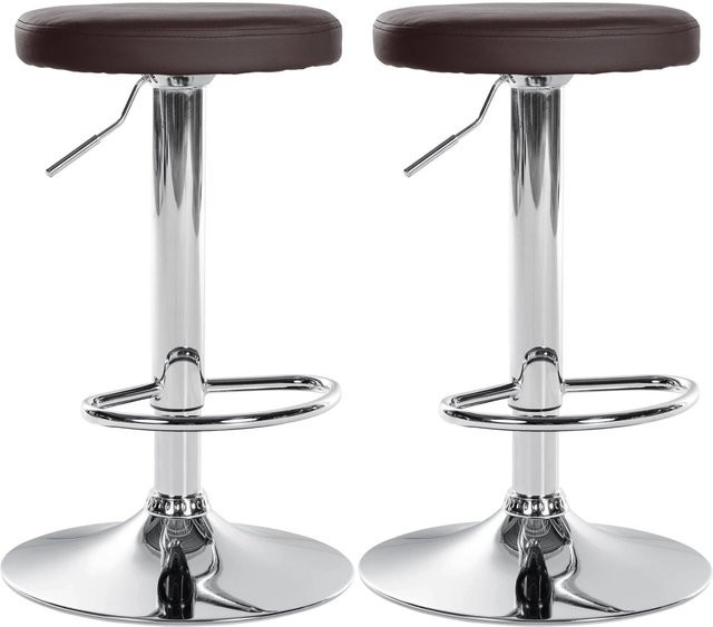 CLP 2er Set Barhocker Ponte aus braunem Kunstleder mit drehbarem Metallgestell in Chromoptik - Bild 1
