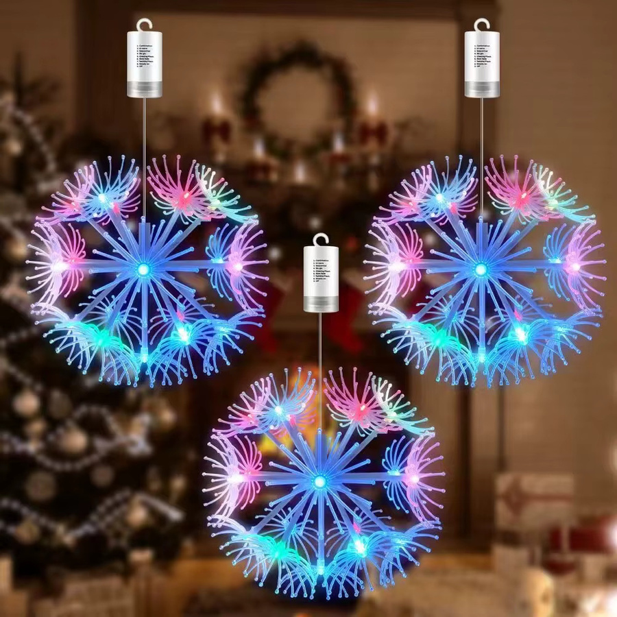DACHAN LED Feuerwerkslicht Löwenzahn mit Fernbedienung, Starburst-Lichterkette in Gold/Messing mit 8 Modi und warmweißem Licht für Außenbereich, Hochzeit und Weihnachten - Bild 4