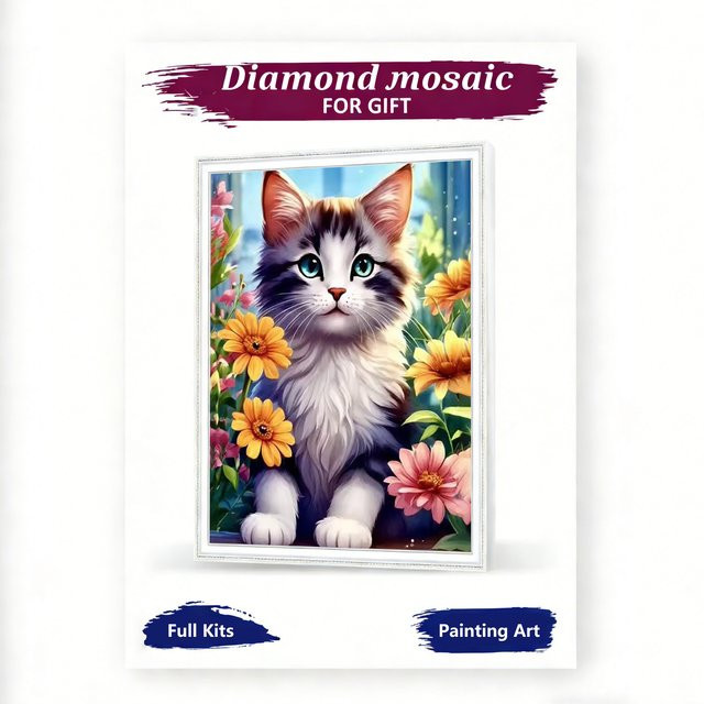AZQSD Diamond Painting Mosaik-Wandkunst mit Tier- und Blumenmotiven in Multicolour, B/H: 30 x 30 cm - Bild 1