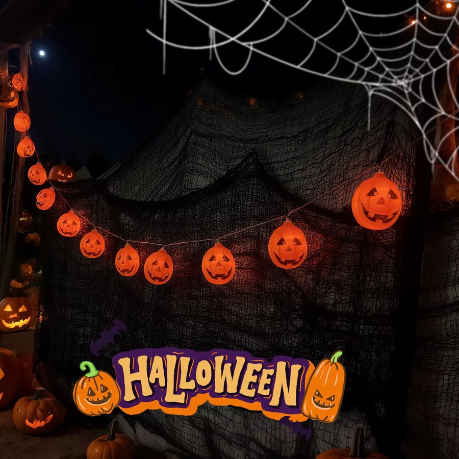 Peach Forest LED Halloween Kürbis Lichterkette mit 10 LEDs batteriebetrieben für Dekoration in Haus und Garten - Bild 2