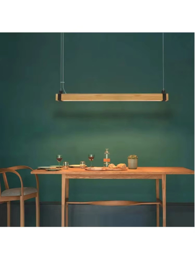 Dimmbare LED Pendelleuchte aus Holz im Industrial Design, Schwarz, 100 cm - Bild 7
