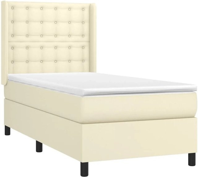 vidaXL Boxspringbett mit Matratze in Beige aus Kunstleder mit LED-Unterbettbeleuchtung und USB-Anschluss, B/T/H: 80 x 200 x 118 cm - Bild 1