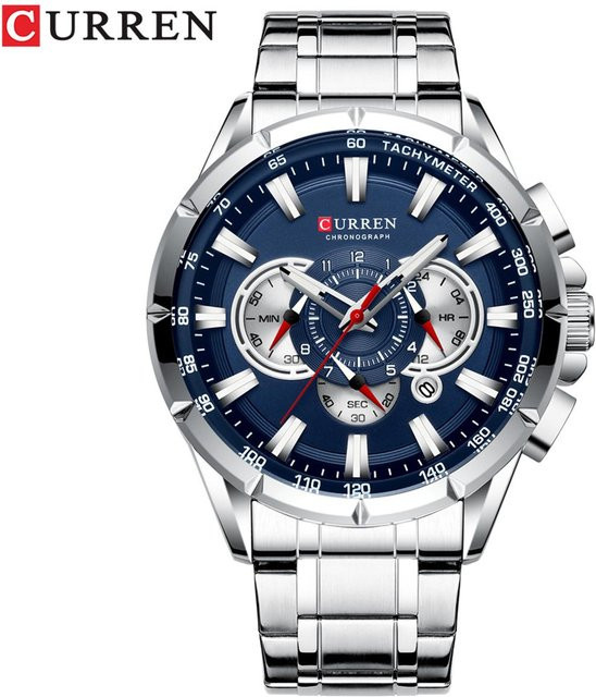 CURREN Armbanduhr, Quarz, Edelstahl, Blau, Silber, Herren - Bild 1