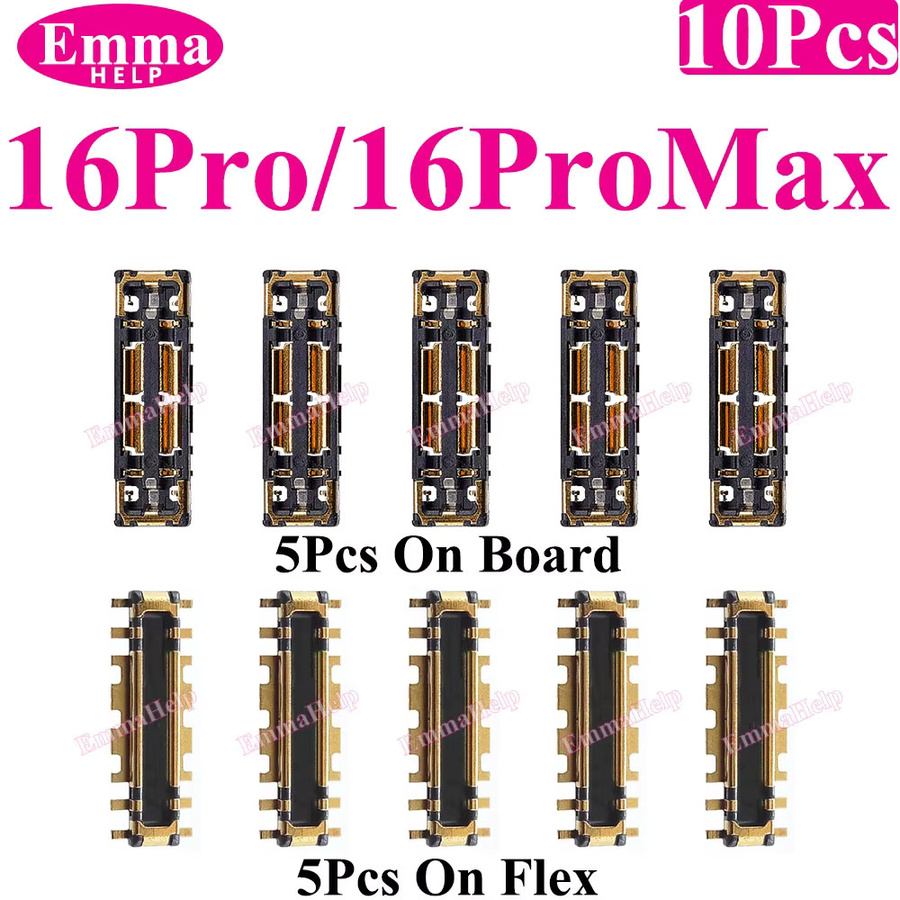 10 Stück EmmaHelp FPC-Batterieanschluss Innenclip-Stecker Flexkabel für iPhone 16 15 14 13 12 11 Pro Max Plus XS XR X 8 Plus in Gold - Bild 2