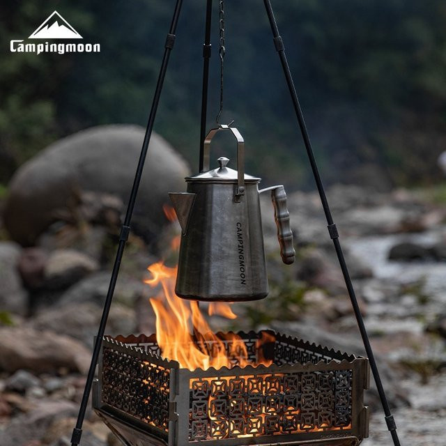 CAMPINGMOON SW-6 Edelstahl-Kaffeekocher mit Titan-Beschichtung in Silber für Outdoor und Camping - Bild 1